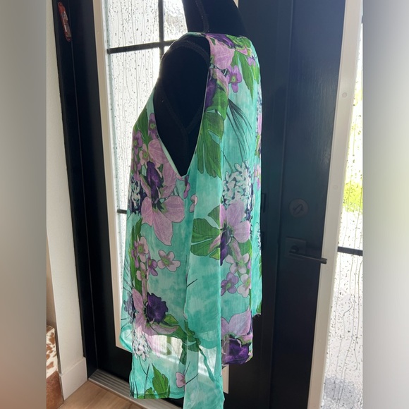 Teal Flowy sleeveless blouse by New Direction in XL - Picture 3 of 9